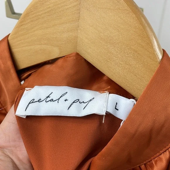 Petal & Pup NWT Rust Orange Satin Torena Dress - Picture 4 of 7